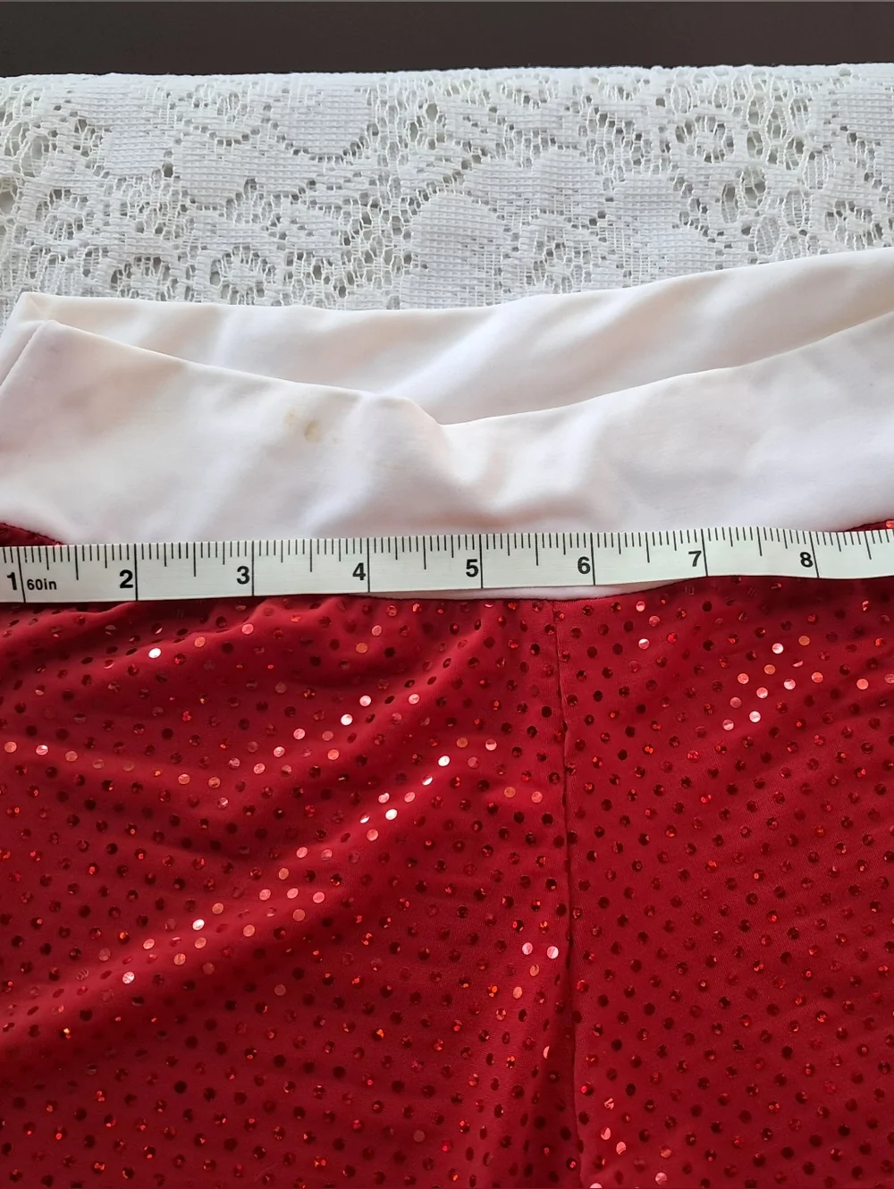 5 pc Dance Bundle Girls 6x Red Sequin Jacket, Pants, Bodysuit. Tights & Pony